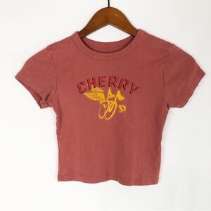 Cherry LA Baby Tee Red‎ Crop Size XS USA Short Sleeve